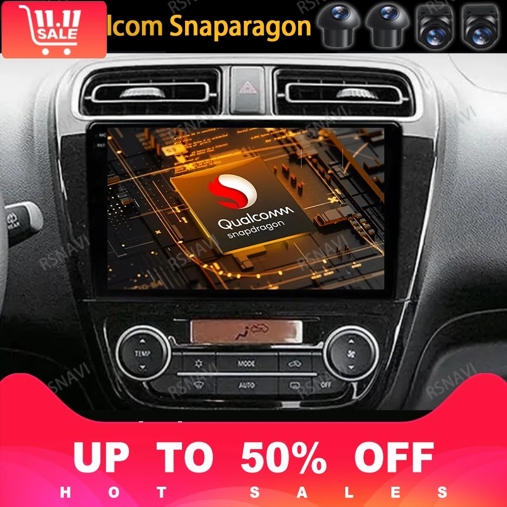 Android 14 Car Radio For Mitsubishi Mirage Attrage 2012 2018 2019 Space Star 2014 GPS Multimedia Video Carplay Auto 4G WIFI QLED