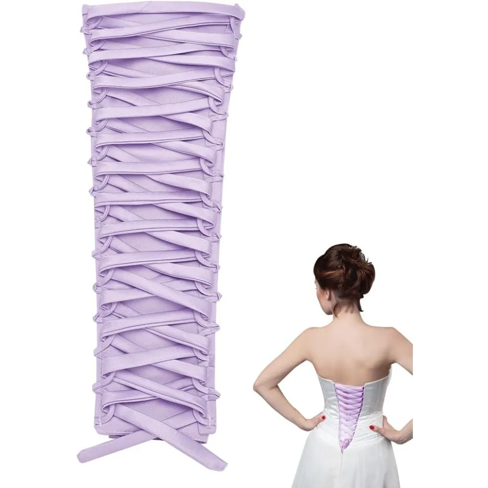 Women's Wedding Dress Zipper Replacement Adjustable Fit Satin Corset Back Kit Lace-up Formal Prom Dress Lilac 504x271x2mm