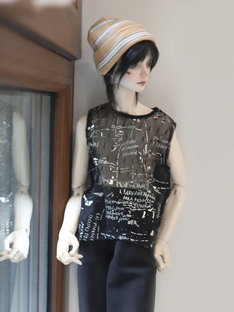 （Customize 30 Days） 1/4 1/3 SD10 POPO68 73 uncle ID75 DD/DY doll BJD/SD doll's black pink Loose sleeveless vest 1pcs