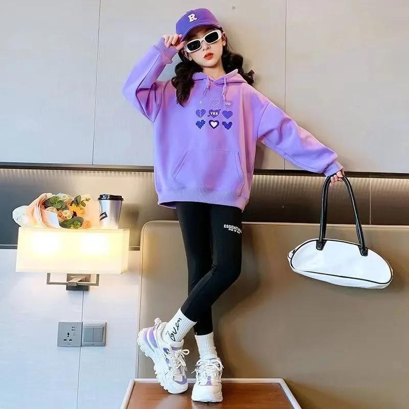 

Girls Autumn Hooded Sweatshirt Clothes Korean Version Versatile Teenager Student Fashion and Casual Internet Celebrity Top New