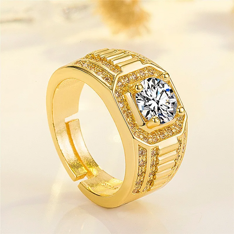 9999 genuine gold 24K pure gold high-end Eiffel Tower couple ring gold ring adjustable men's and women's gold jewelry ring