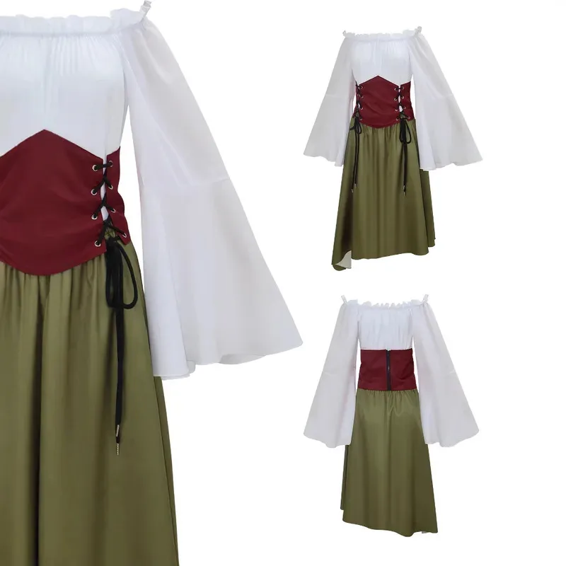 

Renaissance Ren Faire Medieval Dress for Women with Corset Fairy Costume Halloween xdsds1