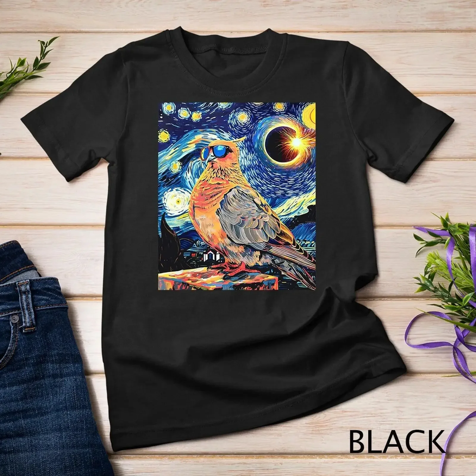 Total Solar Eclipse Mourning Dove T Shirt  vintage Washed Comfortable Unisex streetwear Stretched Stylish Versatile graphic