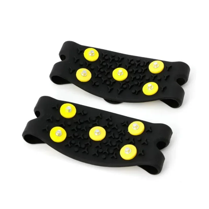 1Pair 5-Stud Snow Ice Claw Climbing Anti Slip Spikes Grips Crampon Cleats Sport Shoes Cover for Women Men Boots Cover Size 35-43