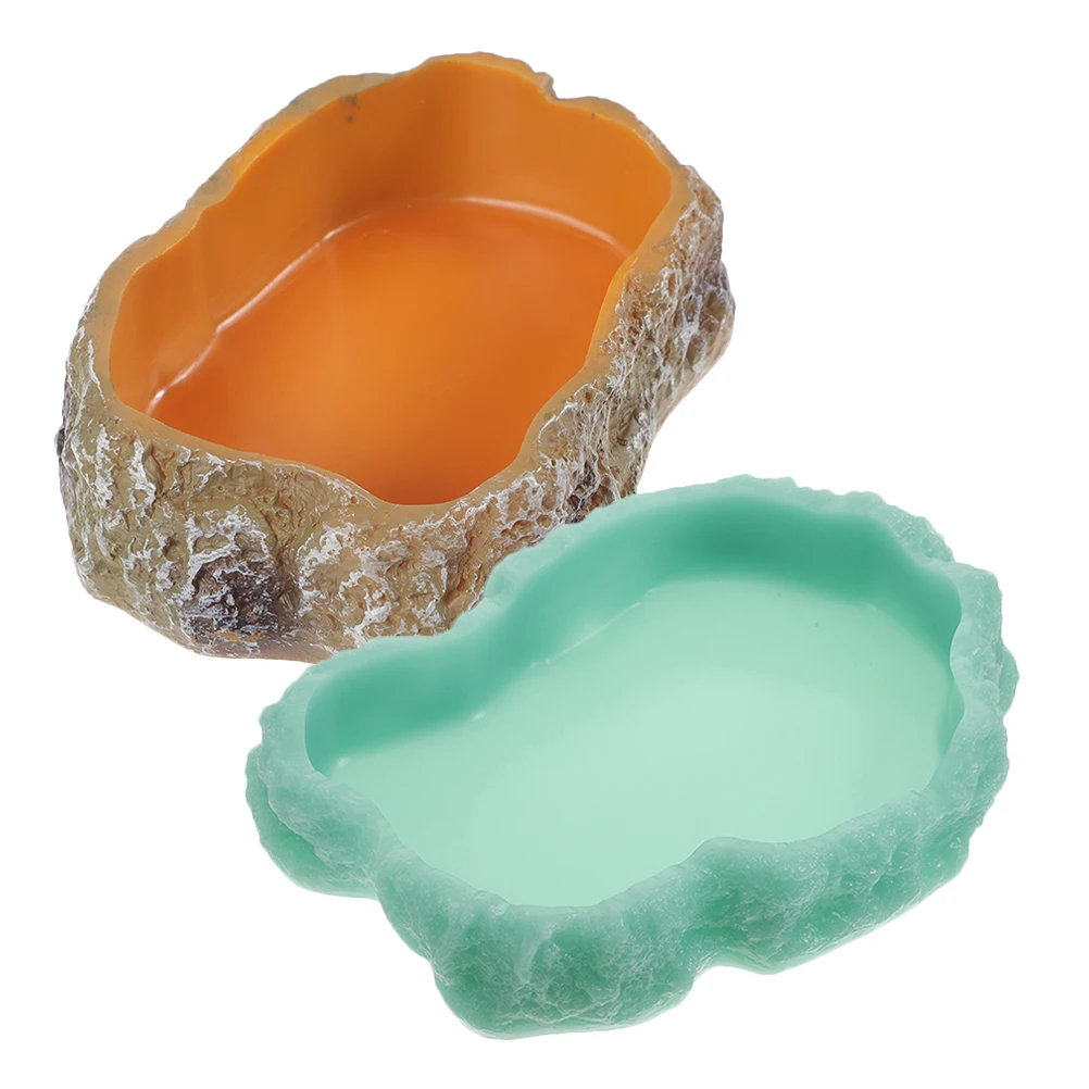 

2 Pcs Luminous Food Basin Lizard Drinking Bowl Terrarium Dish for Reptile Tank Water