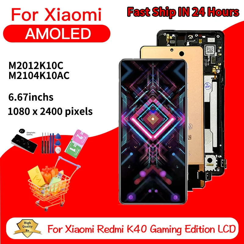 667インチamoled-xiaomi-redmi-k40ゲーミングディスプレイ画面タッチデジタイザーアセンブリm2012k10c-m2104k10acディスプレイ修理部品