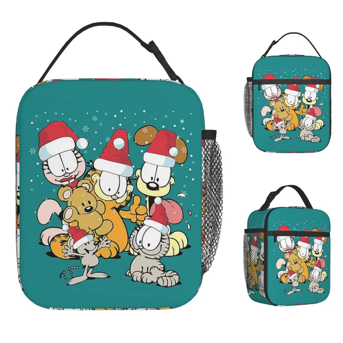 

Гарфилд и друзья на Рождество, изолированные сумки для обеда, герметичная многоразовая термосумка, сумка-тоут, ланч-бокс, дорожные сумки для хранения еды