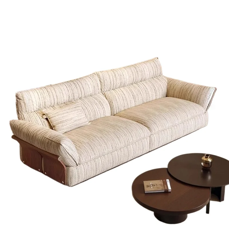 

Cream wind green fabric sofa French retro small apartment straight row modern