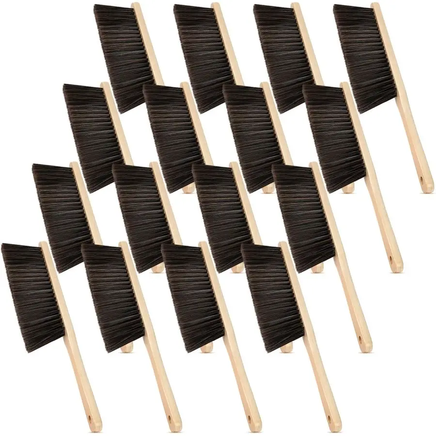 

16 Pieces Wooden Dust Brush Bulk Hand Broom Bench Soft Bristle Cleaning Outdoor Furniture Brushes with Long Wood Handle for Clea