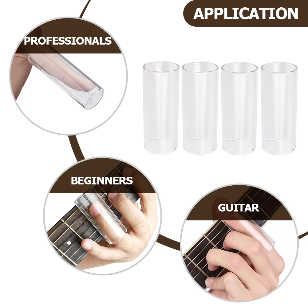 

4Pcs Glass Guitar Slides for Electric and Acoustic Instruments Bright Sound Sustain Intonation Enhanced Durability for Beginners