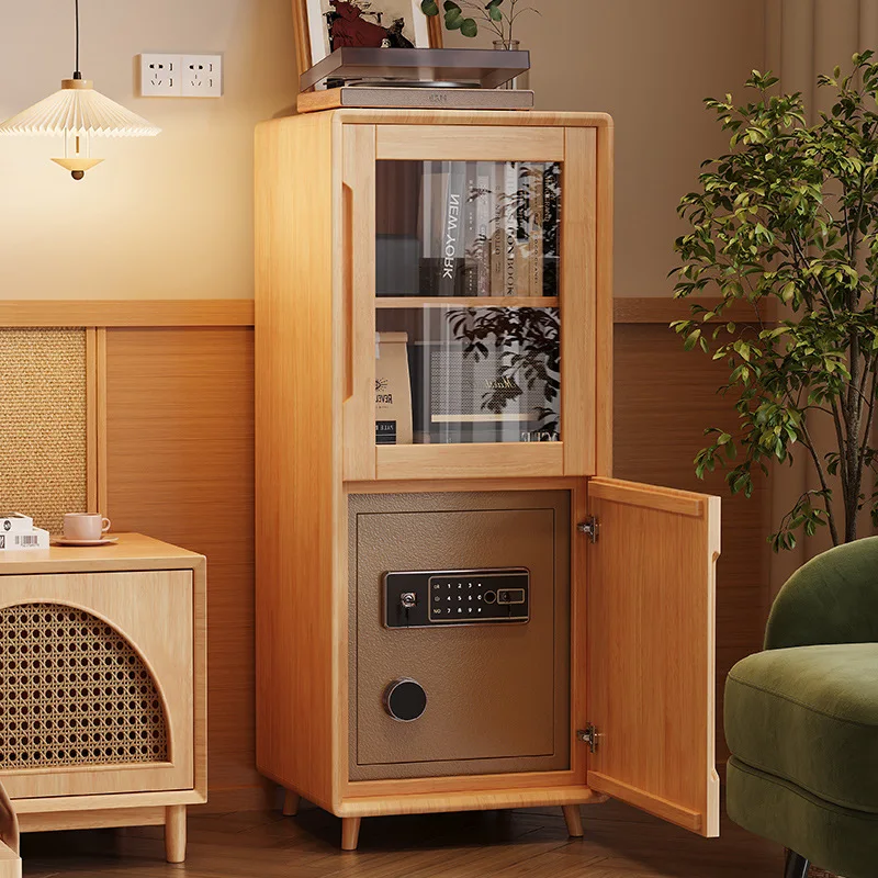 

Solid wood TV side cabinet, living room, household anti-theft safe, small locker, safe integrated