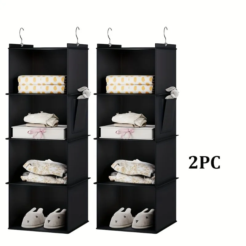 1/2 Stück Bambus-Lamellen Mehrstöckiger Hängeaufbewahrungsbeutel Staubdichter Vliesstoff Schrank-Organizer Faltbare Regale – Detail 4
