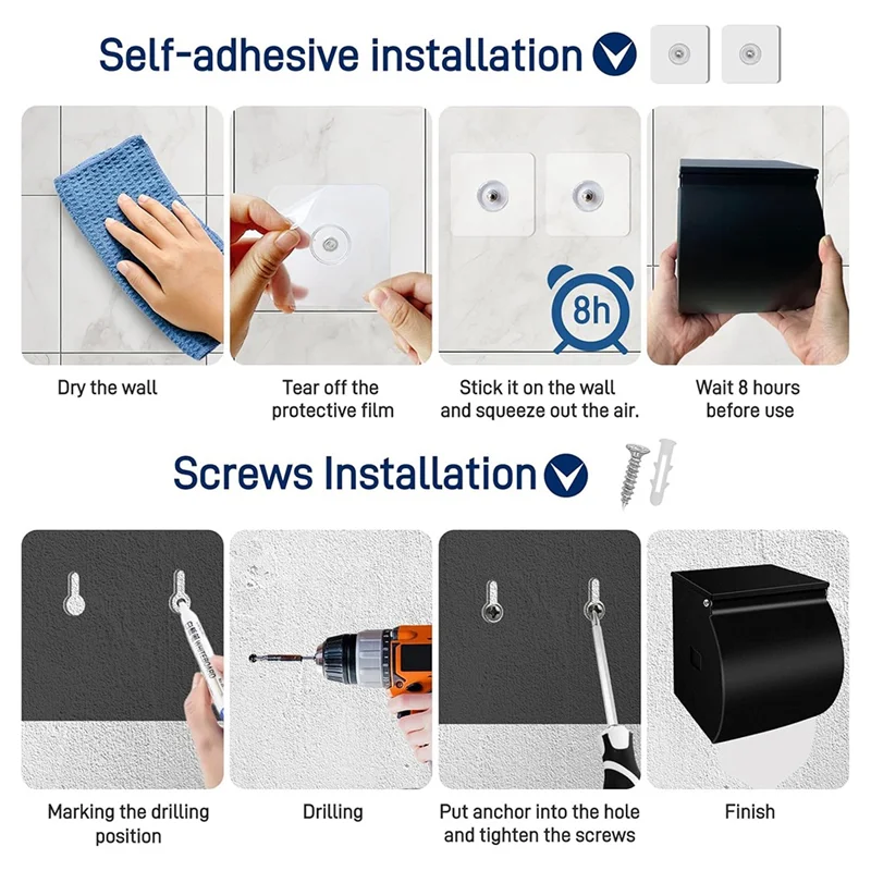 

A76X-Toilet Paper Holder Wall Mount, Self Adhesive Toilet Paper Holder With Shelf, Waterproof Stainless Steel Bathroom