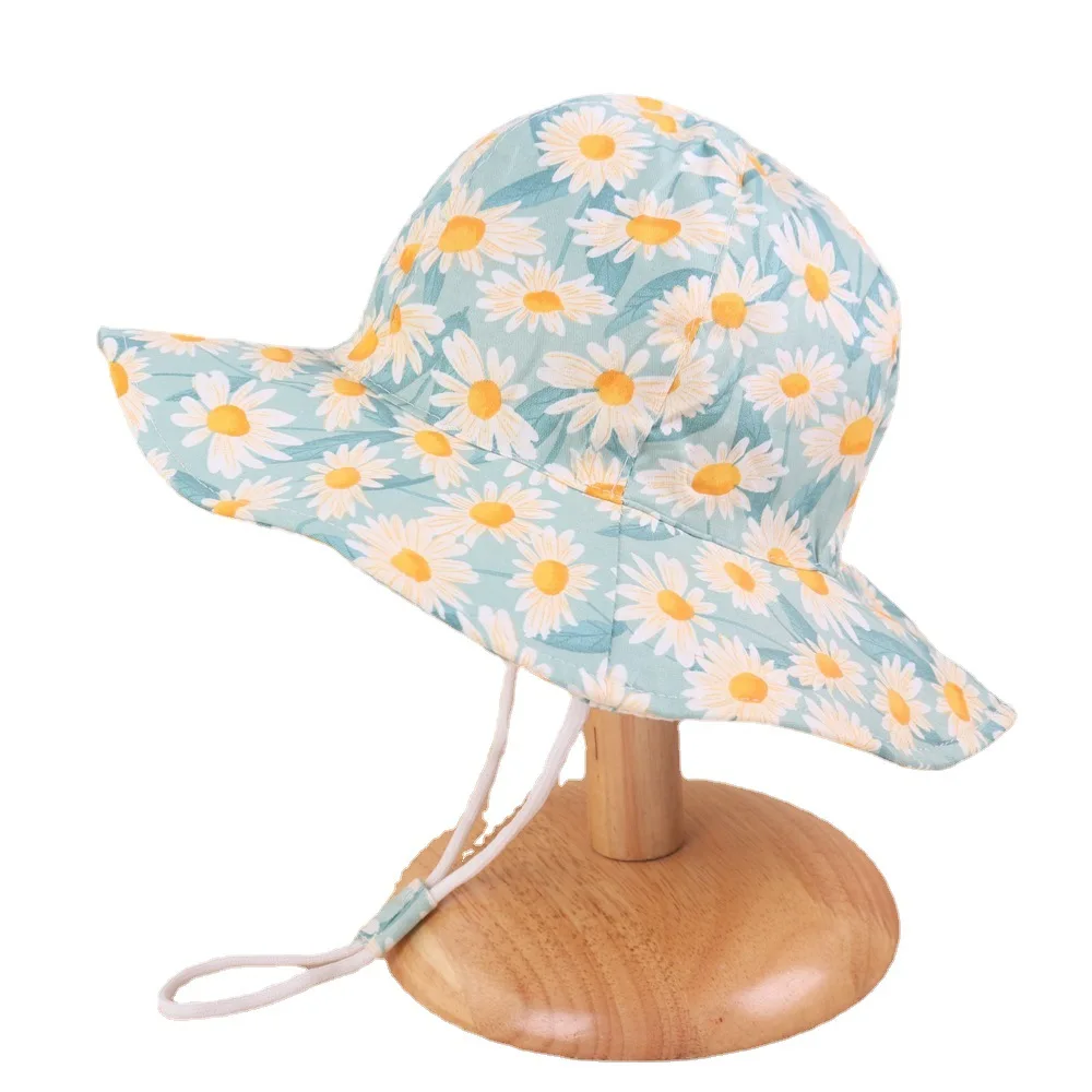 1-8 Years Old Baby Boys Girl Sun Caps Summer Beach Hats with UPF 50+ Toddler Infant with Wide Brim Strap Outdoor Bucket Hat