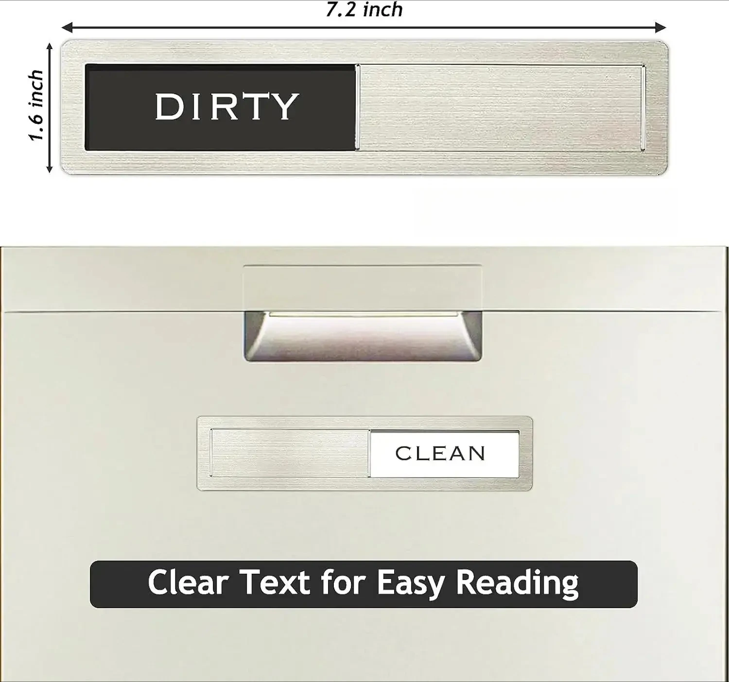 1pc Dishwasher Magnet Clean Dirty Sign, Premium Stainless Steel Black and White Non-Scratch/Kitchen Decor/Easy to Read & Slide
