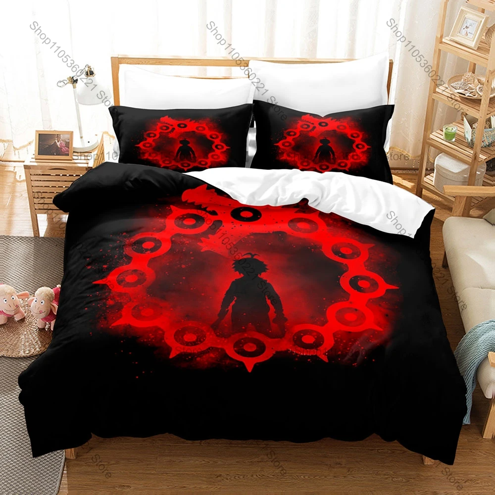 Meliodas Elizabeth Ban Character Print 3 In 1 Quilt Cover Set With Two Pillowcases Fantasy Otaku Home Bedroom Decoration