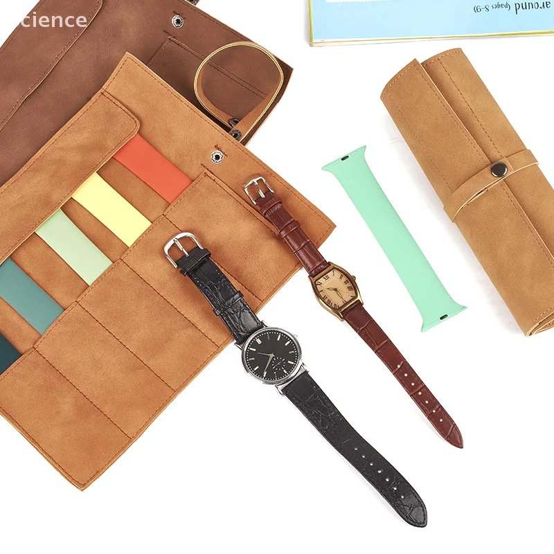 Watch Band Roll Organizer With 5 Slots For Men Travel Storage Bag Band Portable Display Easy Carry On Watchlover Storage