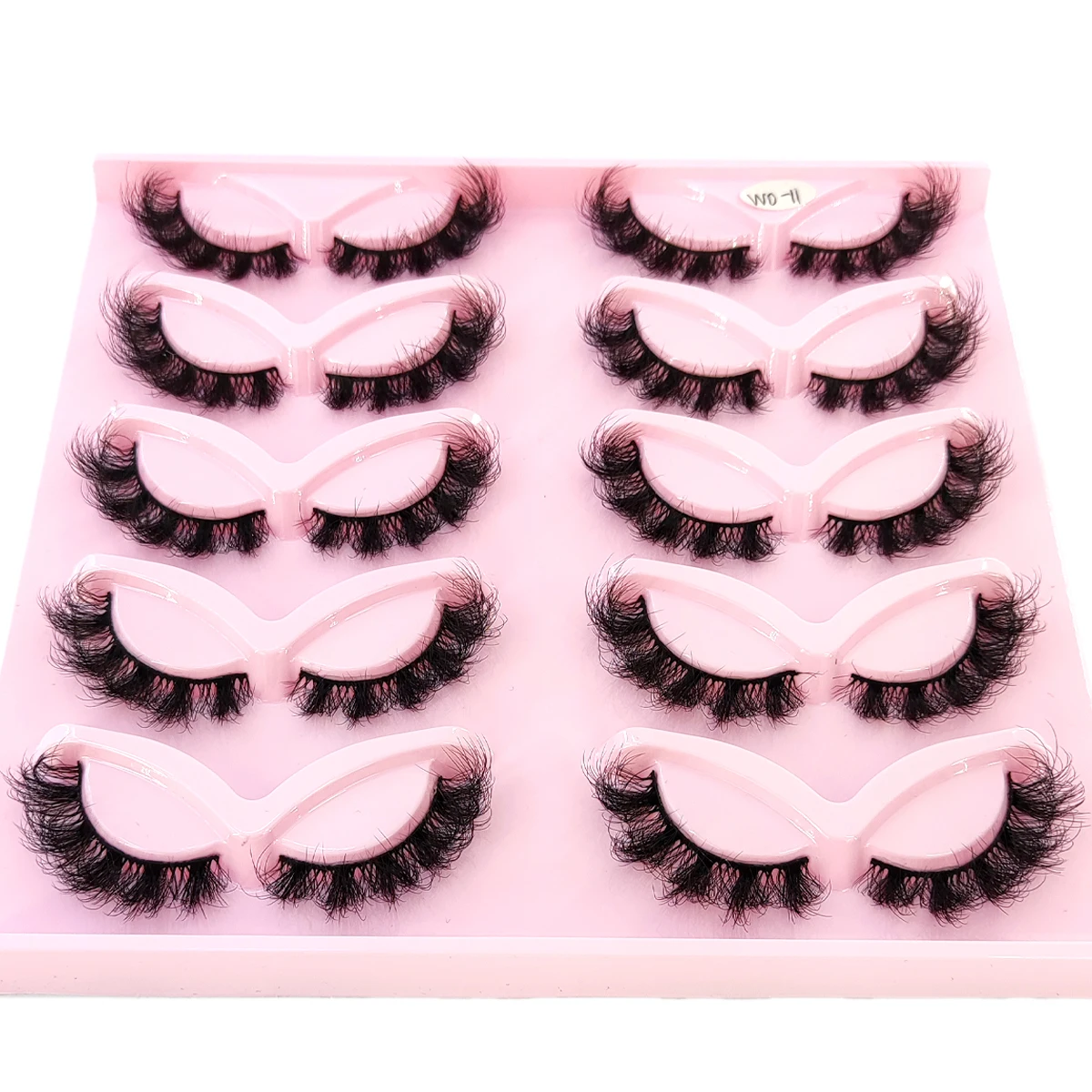 10 Paar natürliche russische gestreifte Wimpern, flauschige künstliche Nerzwimpern, 3D-falsche Wimpern, voluminöse, gekräuselte falsche Wimpern