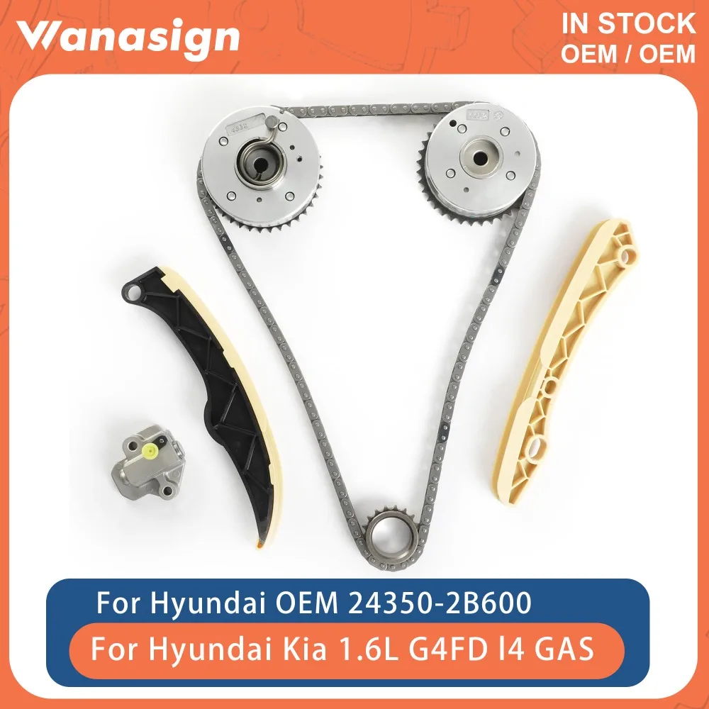 Engine Timing Chain Kit With VVT Gear Fit 1.6 L T G4FD For Hyundai Kona Kia Optima Forte 1.6L L4 GAS 10-22 24350-2B600