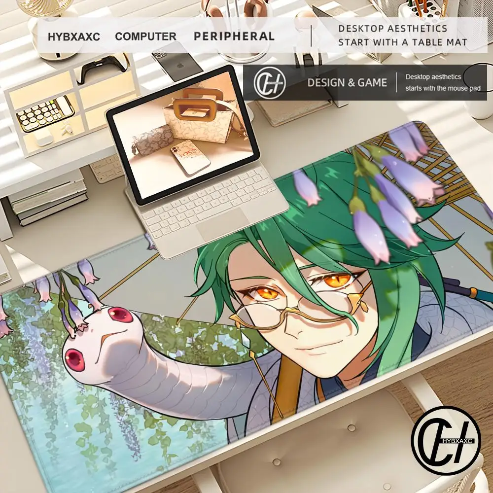 

Коврик для мыши для офиса, ПК, геймера, игровые аксессуары, коврик для клавиатуры, противоскользящий HD коврик для мыши в стиле аниме, резиновый коврик для мыши G-genshin Impact Baizhu, настольный коврик
