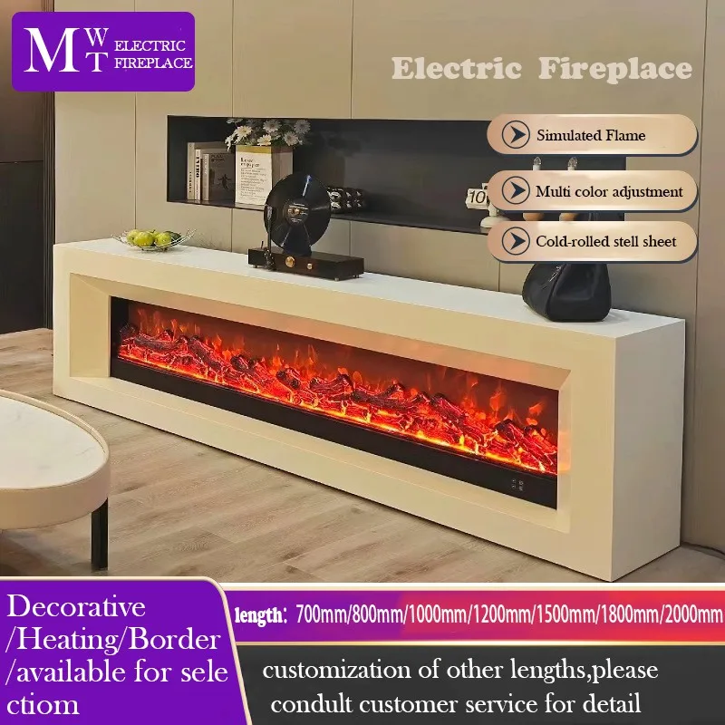 Freestanding Electric Heater for Living Room, French Style Decorative Cabinet with Embedded 3D Fireplace Insert  Realistic Flame