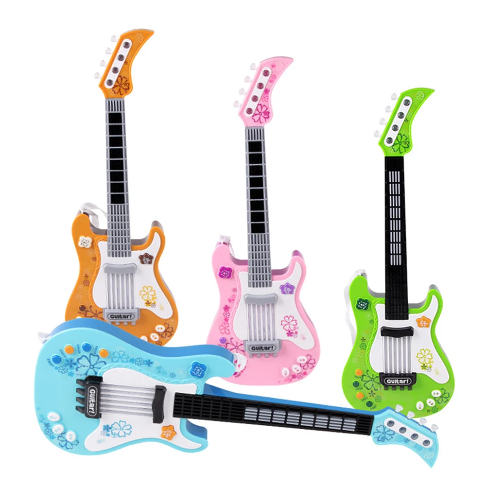 Simulação das crianças baixo player guitarra instrumento musical cedo brinquedos educativos música guitarra eletrônica com luzes para crianças gi