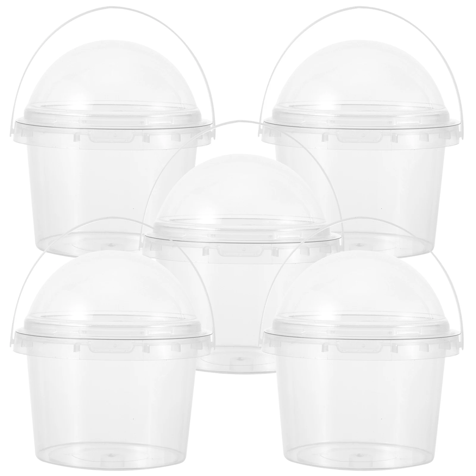 

5 Pcs Containers for Food Clear with Lid Safe Bucket Disposable Buckets Lids Plastic Popcorn Storage