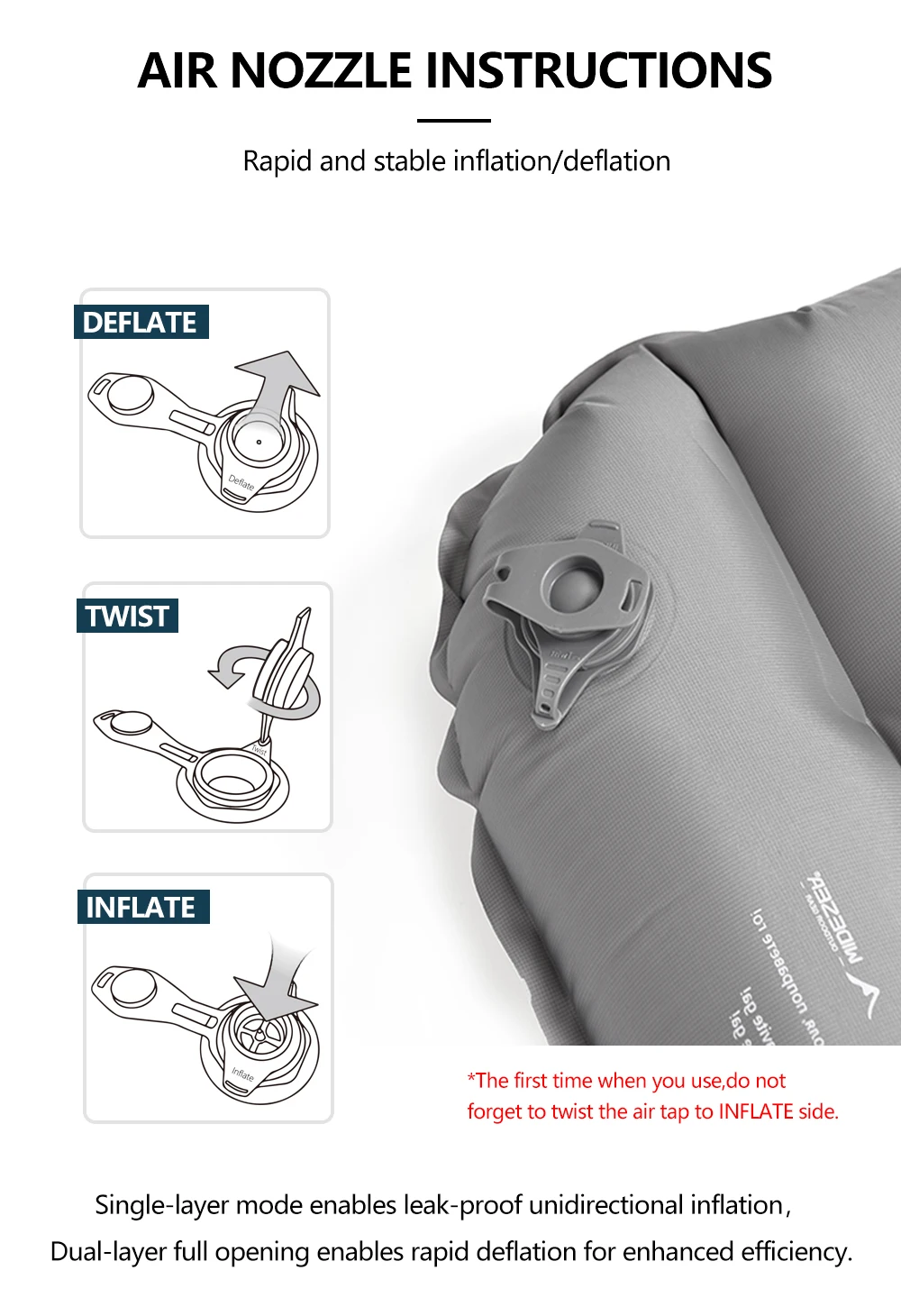 Widesea Ultraleichte Aufblasbare Isomatte Hoher R-Wert 20D Nylon TPU 3-Schicht Reflektierende Tragbare Luftmatratze für Camping und Backpacking – Detail 12