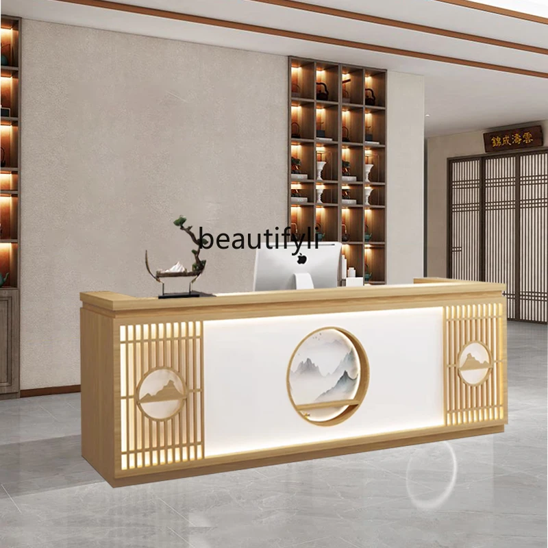 New Chinese Foot Bath Pavilion of Regimen Cashier Front Desk Clothing Store Bar Bed & Breakfast Ear Cleaning Reception Table