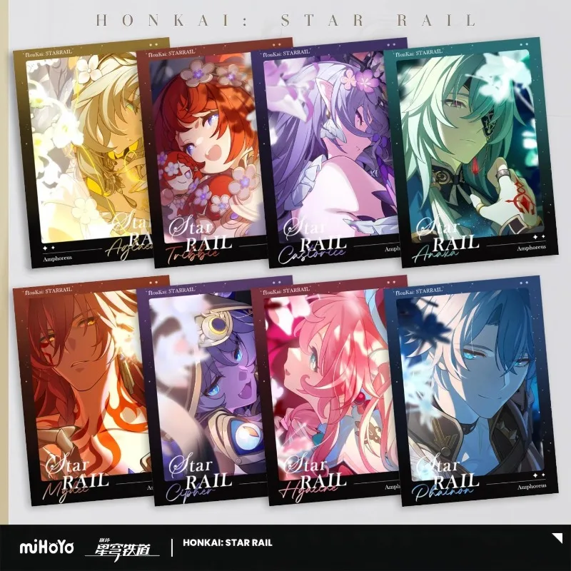 8Pcs/Pack Honkai: Star Rail Merch Fans Collection Character Cards Tribios Castorice Mydei Cipher Anaxa Phainon Aglaea Hyacine