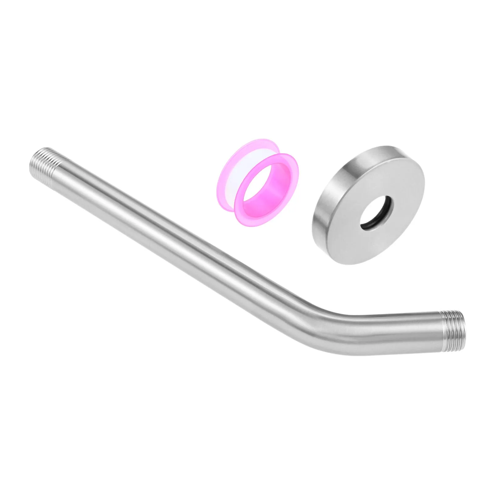 

1Set Multi-size Shower Arm with Gaskets Fit for Standard Shower Head 1/2"-14 NPT Tapered Threads Chrome/Black/Nickel with Flange