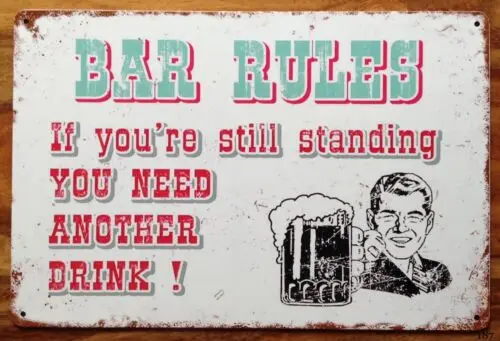 Beer Funny Retro Bar Rules metal Sign vintage man cave garage Shed Gift Pub Bar