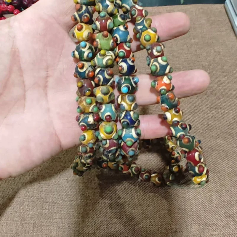 Unisex Bohemian Ethnic Long Necklace Handcrafted Colorful Eye‑Design Lampwork Glass Beads Retro Tribal Fashion Ornament