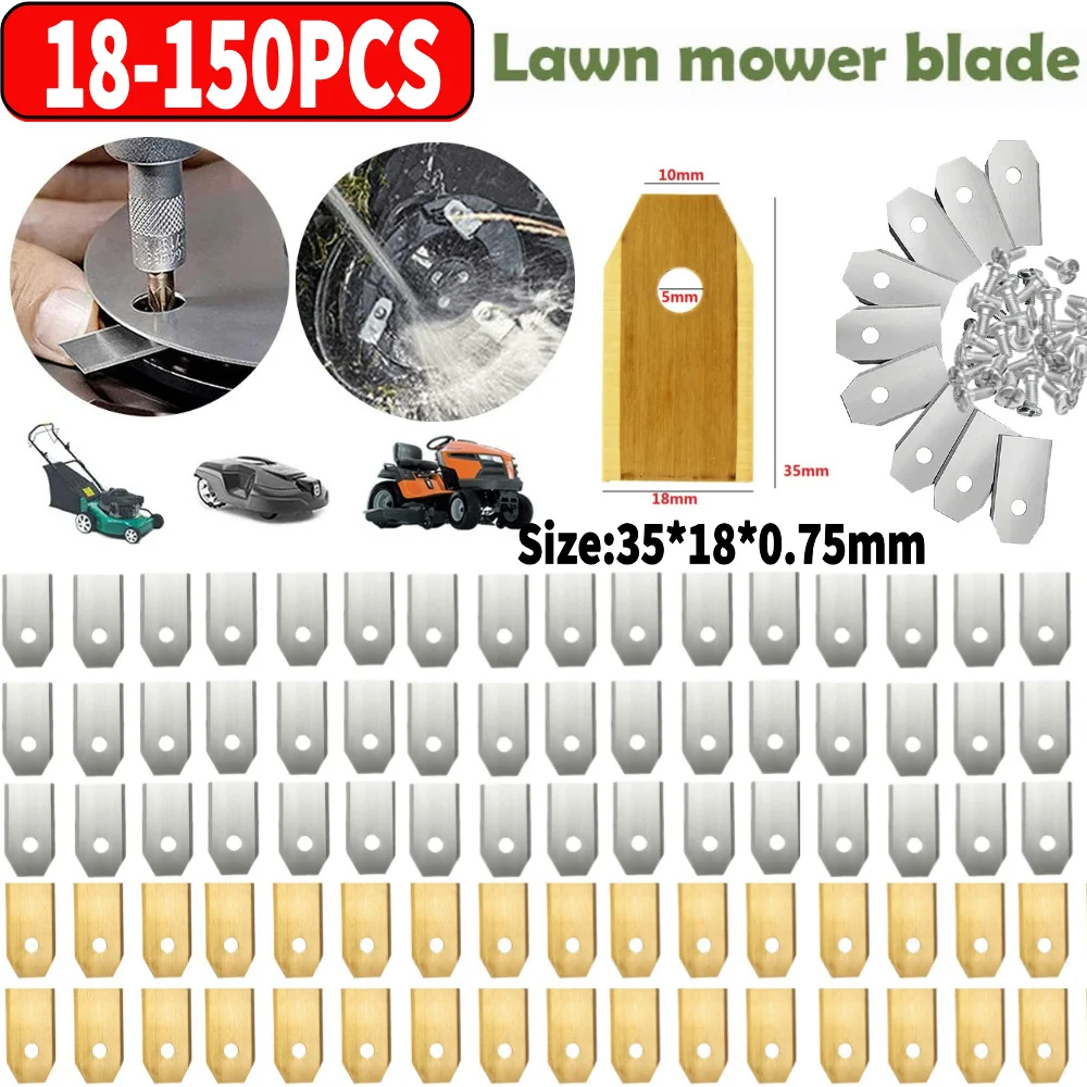 เครื่องตัดหญ้าขนาด18-150ชิ้น, ใบมีดตัดหญ้าอะไหล่เครื่องตัดหญ้าสำหรับ husqvarna automower/ เครื่องมือตัดหญ้าขนาด35*18*0.75มม.