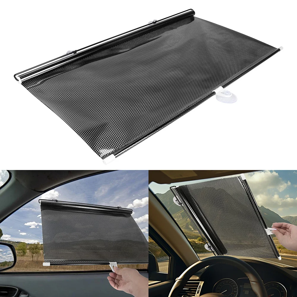 

Car Windshield Sunshade Front/Rear Window Retractable Windshield Sunshade Universal Suction Cup Car Sunshade