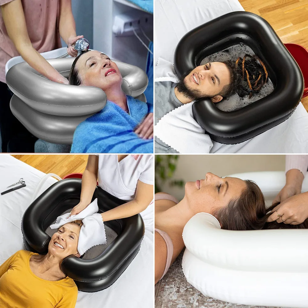 Inflatable Hair Wash Basin with Pillow Portable Shampoo Sink for Bedridden Elderly Disabled Pregnant Home Care Emergency Nursing