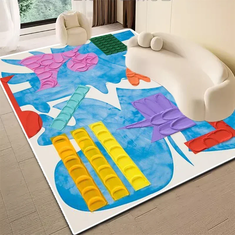 

Abstract Color Block Living Room Carpet Modern Bedroom Bedside Soft Floor Mat Coffee Table Cloakroom Plush Rug Ковер Tapis 러그