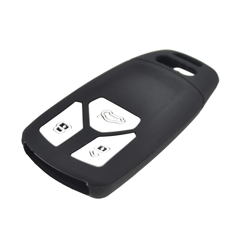 AX For Audi A4 allroad B9 Q5 Q7 TT TTS 2016 - 2018 Silicone Key Case Cover Keyless Fob Shell Skin Keyring Chain Holder Protector