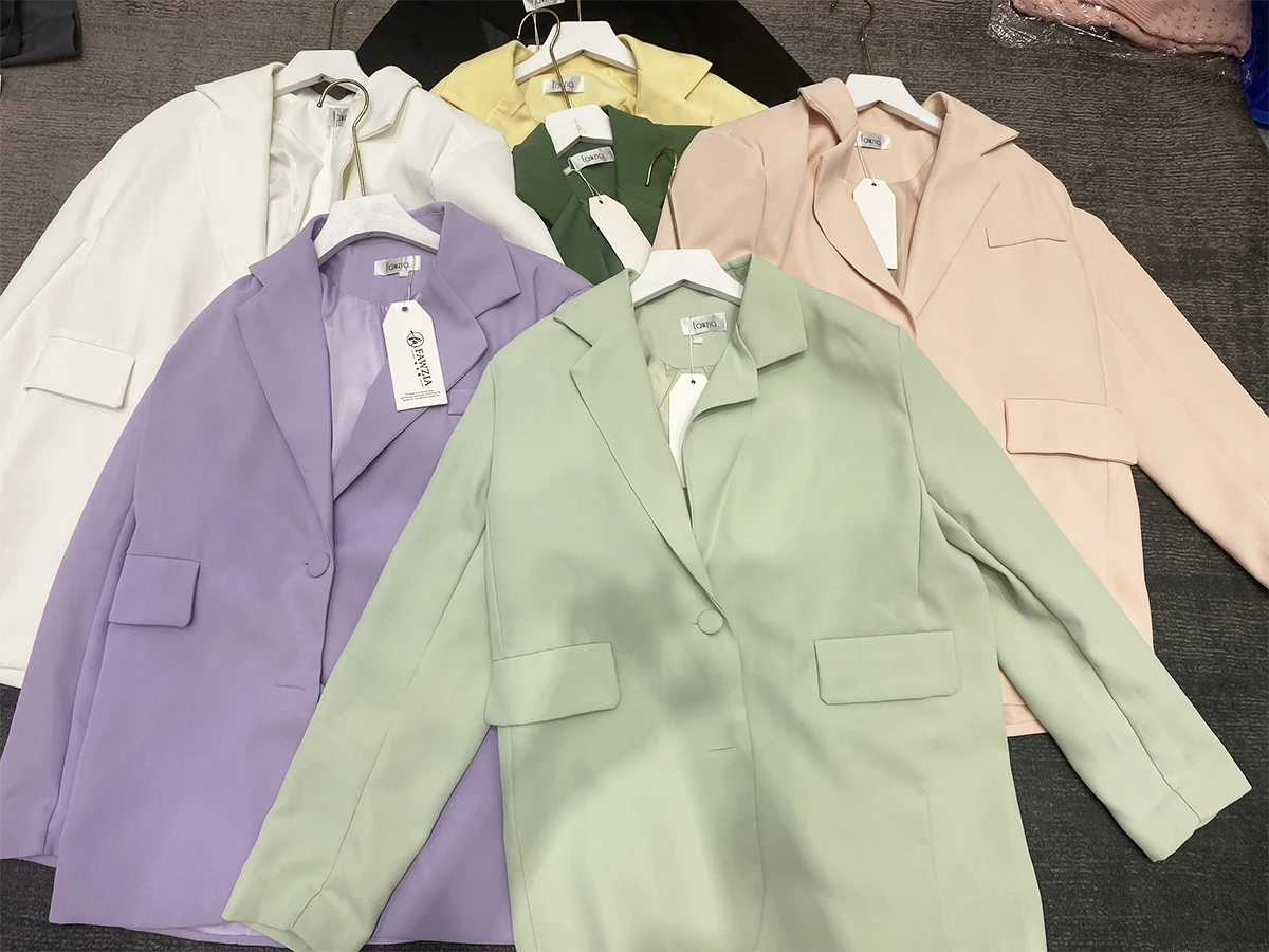 Chic menthe een Long Sve coupe ample costume Jaet femmes Faionable bouton conception blanc amélioration ort vêtements d'extérieur