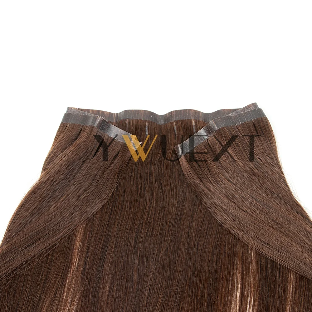 حزم شعر طويلة من جلد البولي يوريثان 12-20 بوصة ينسج الشعر يسلط الضوء على لحمة شعر بشري لعذراء بني داكن للنساء بدون شريط على