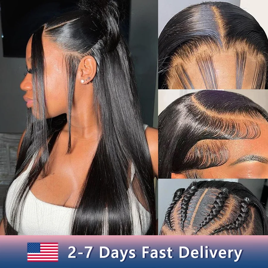 Bling Hair Straight Wig Human Hair 26 Inch Lace Front Wig Human Hair Fast Shipping Pre Bleached Lace Frontal Wig