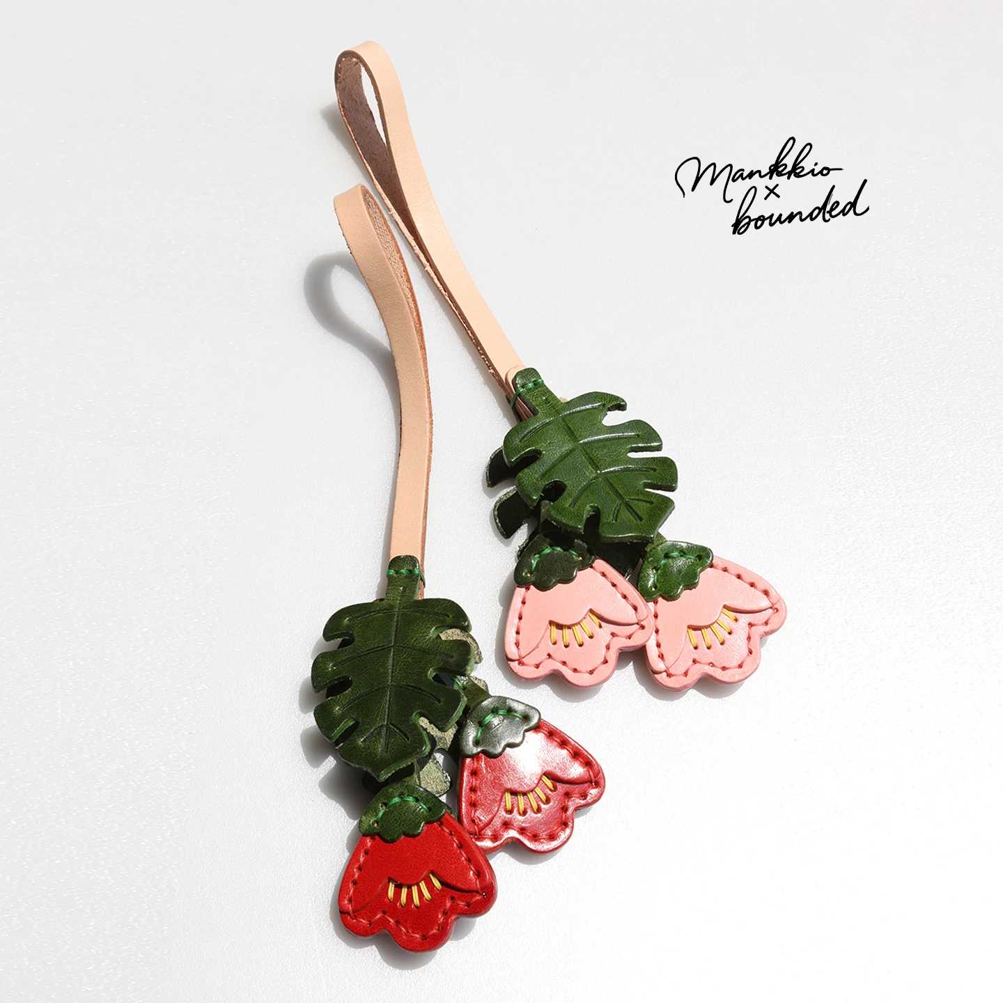 handmade-pure-leather-jeju-island-camellia-flower-bag-charm-pendant-unique-design-leather-goods-accories-chinese-production