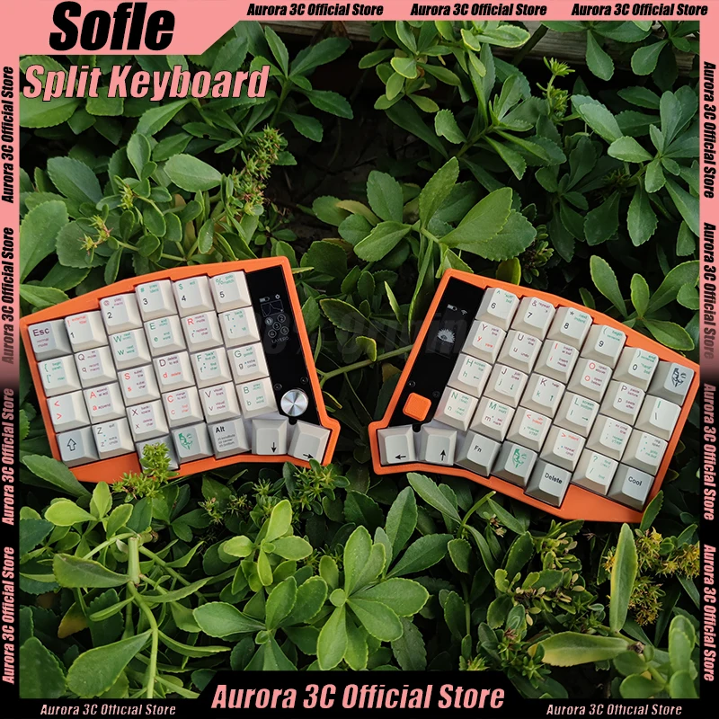 New Sofle Keyboard Split Corn Keyboard Knob Screen Bluetooth Zmk Scheme Hot Swap Custom Keyboards View Directional Keyboard Gift