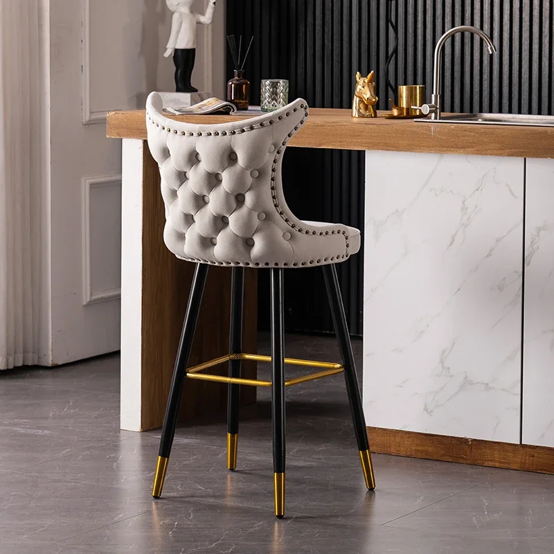 American Light Luxury Bar Chair Home Modern Simple Bar Chair European Style High Back Island High Chair Bar Stool Cadeiras