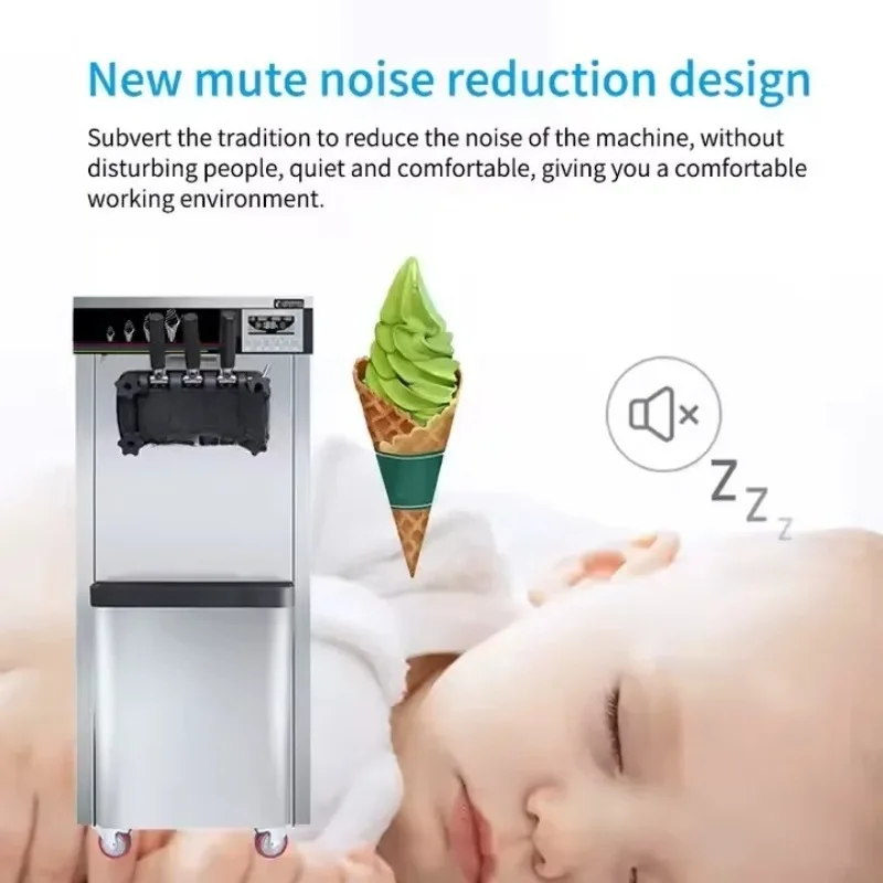 220V Dual System Soft Ice Cream Machine Easy Operation, New Ice Cream Maker With Ice Cream Powder
