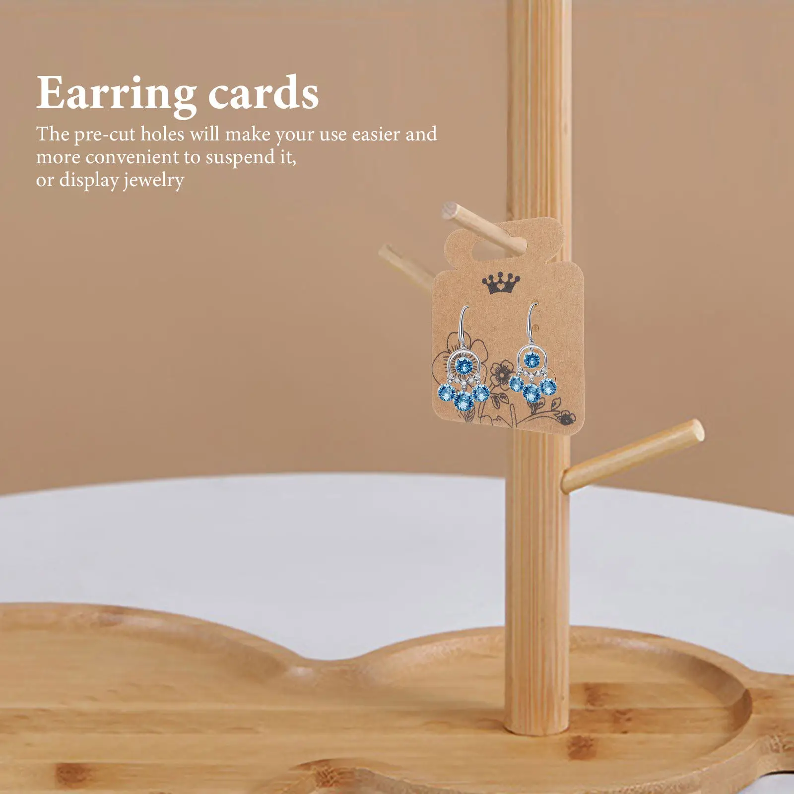 100Sheets Earring Display Cards Kraft Paper Jewelry Packaging Cards Pre Cut Hole Holder for Earrings Studs Sales Display