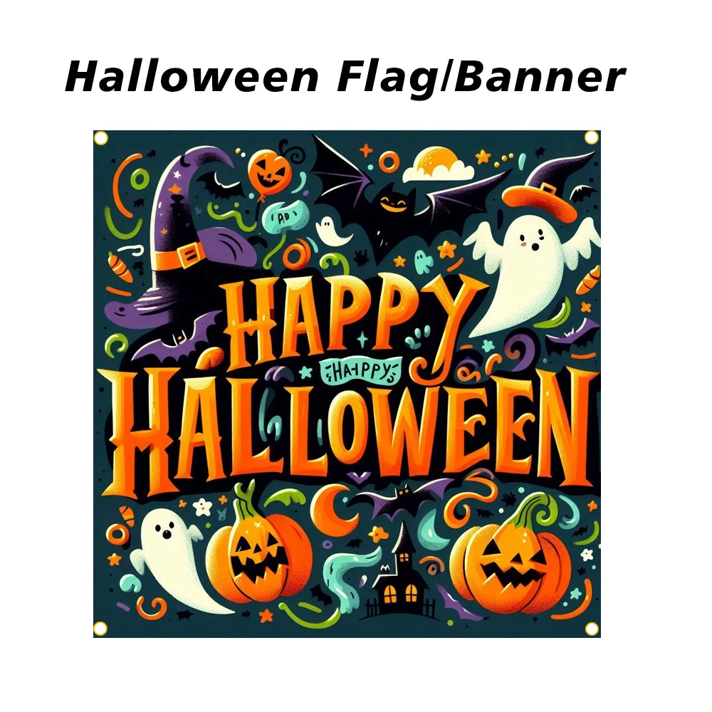 

Halloween Flag Banner Quick Shipping Party Tapestry Curtain Design for Spooky Halloween Decorations