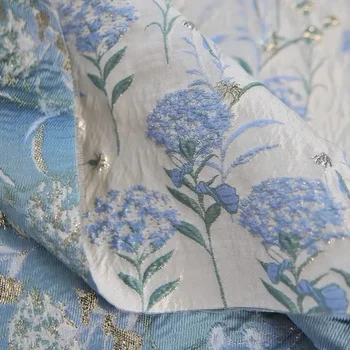 Trójwymiarowy kwiatowy brokatowy żakardowy mieszanka jasnego jedwabiu tkanina odzieżowa ręcznie robiona torba tkanina DIY