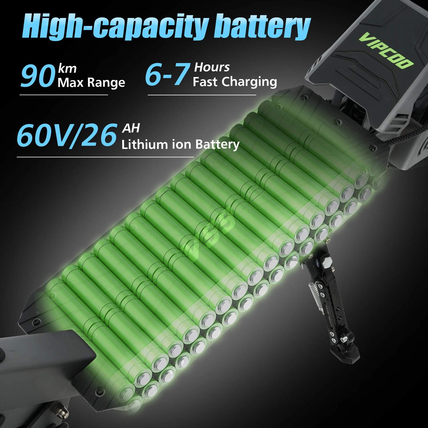 VIPCOO VC-VS9 3600 واط محرك مزدوج 60V26AH بطارية ليثيوم منافذ شحن مزدوجة سكوتر كهربائي 11 في الإطارات على الطرق الوعرة الكبار Escooter