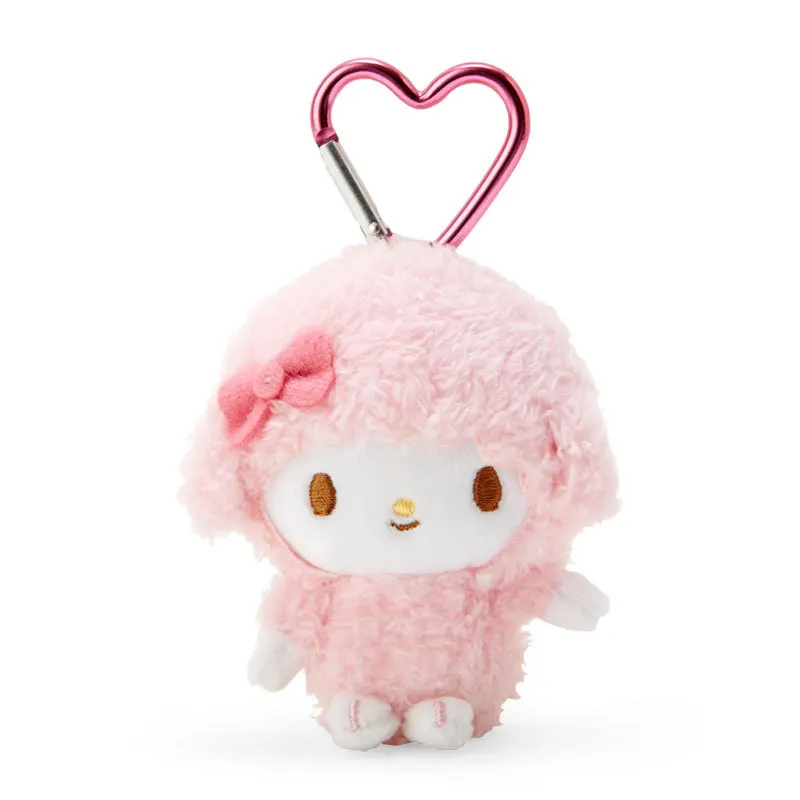 Kawaii sanrio ovelha minha melodia brinquedos de pelúcia chaveiro anime rosa melodia brinquedos de pelúcia pingente chaveiro bonito meninas presentes de aniversário